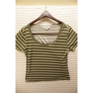 No Comment NY LA Green White Striped Top Size XL Casual Loungewear Special